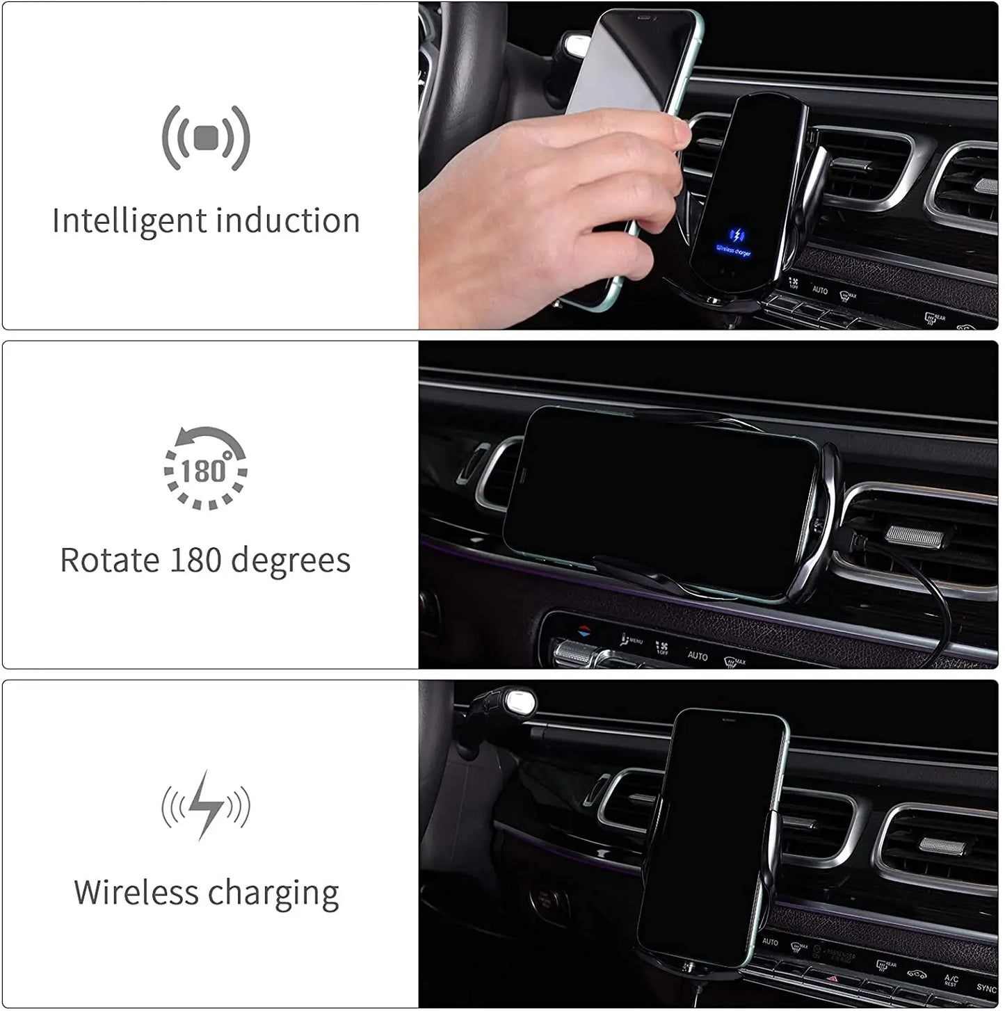 30W Auto-Magnetic Car Charger Mount for iPhone 15/14/13/12/11/X/8 & Samsung – Swift and Secure Wireless Charging