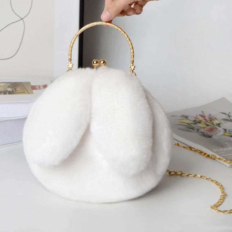 Cute Plush Bunny Ears Crossbody Bag for Women