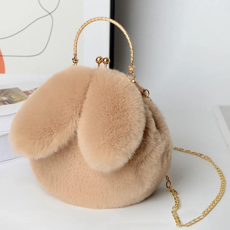 Cute Plush Bunny Ears Crossbody Bag for Women