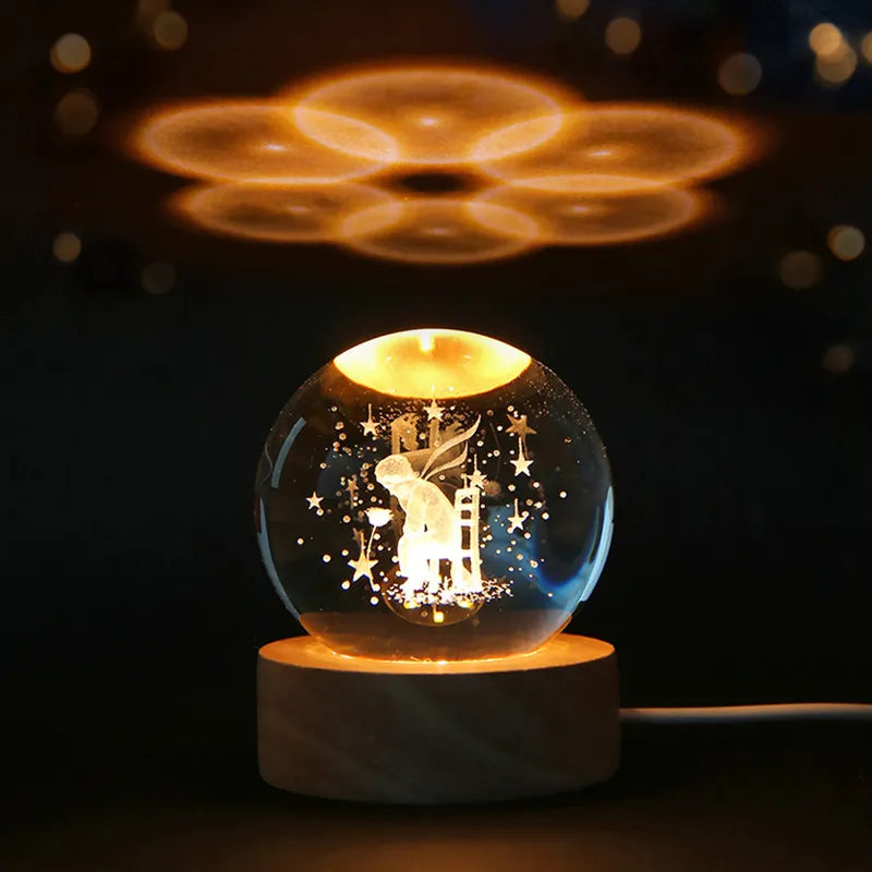 3D Crystal Planet Figurine - Engraved Solar System Globe (6cm) | Astronomy Birthday Gift and Home Desktop Decoration