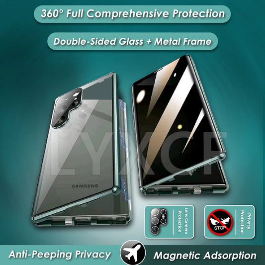 MagGuard Privacy Case for SAMSUNG Plus/Ultra 21/22/23/24 | Dual-Sided Glass with Lens Protection