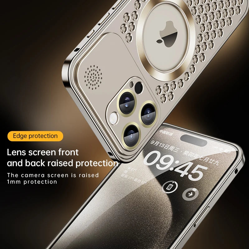 Aromatherapy Metal Mesh Case For iPhone 15/14/13 Pro/ProMax | MagSafe Charging Compatible | Camera Lens Protection