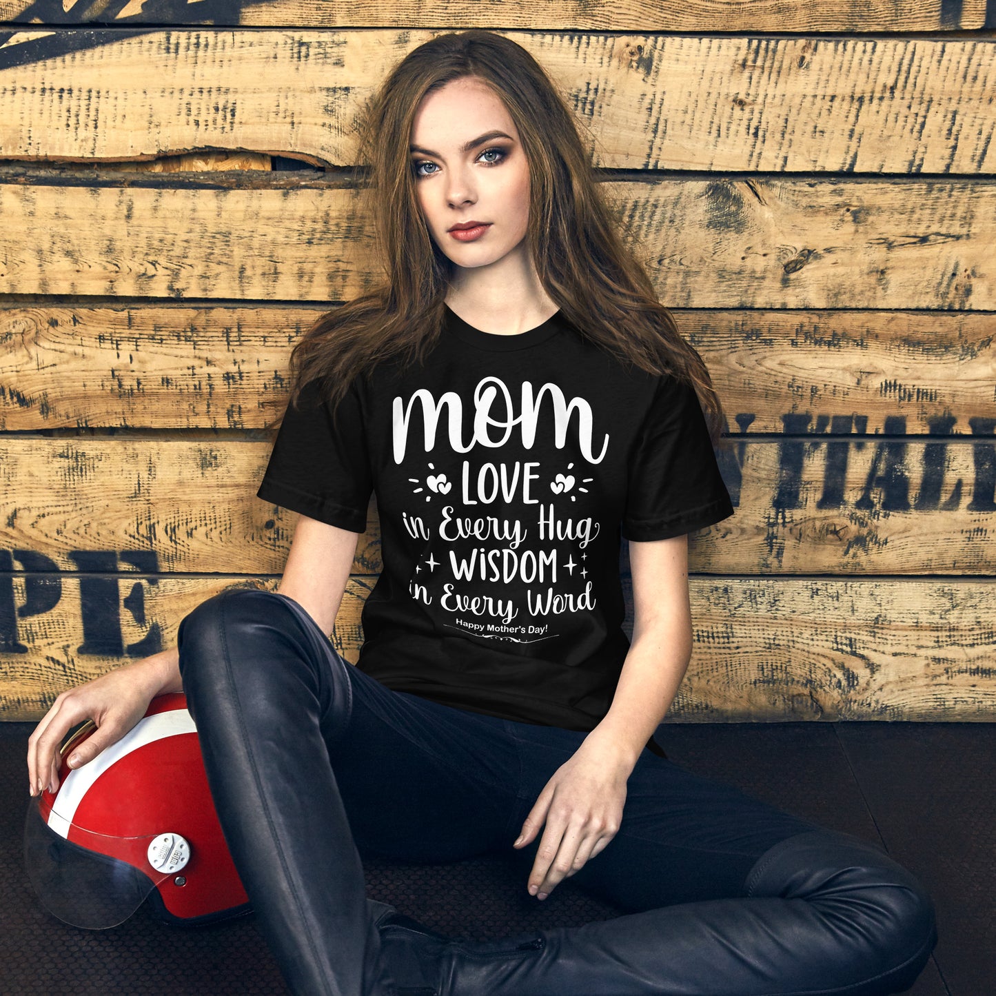 Embrace of Love, Words of Wisdom | Mother's Day Unisex T-Shirt - 'Love in Every Hug, Wisdom in Every Word' on White Letters