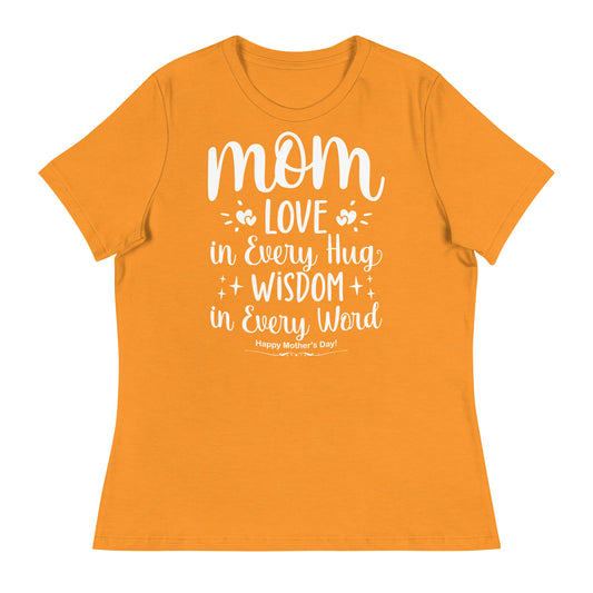 Embrace of Love, Words of Wisdom | Mother's Day Women's T-Shirt - 'Love in Every Hug, Wisdom in Every Word' on White Letters