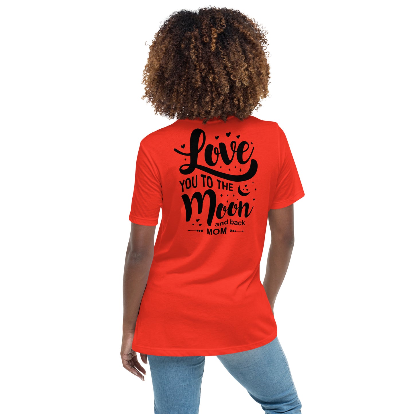 CUSTOM Celestial Love: Personalized Women's Mother's Day T-Shirt - 'Love You to the Moon and Back' on Black Letters