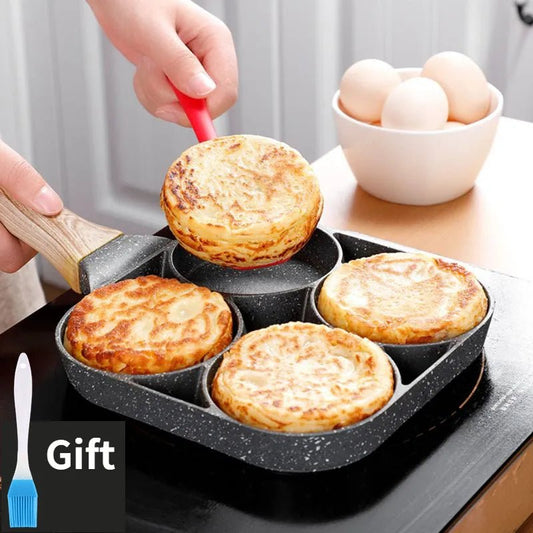 4-Hole Non-Stick Frying Pan (FREE Brush Included) - Elysian-Shop